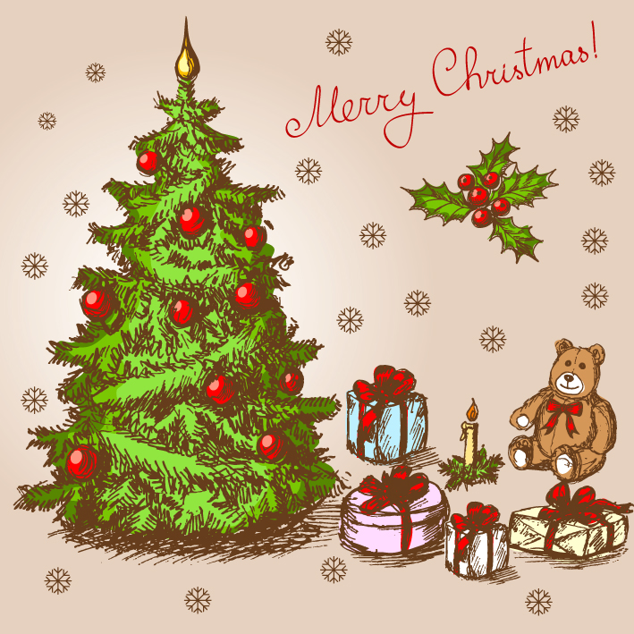 free vector Classic handpainted christmas illustration vector